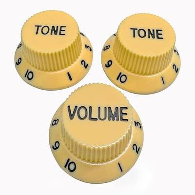 AXLABS Hardware Strat®-Style Knob Kit (3) - Cream w/Black Font