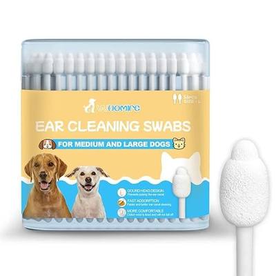 Large-Head Dog Ear Swabs, Gourd Cotton Tips, 56 pcs | Soft cotton-paper sticks in sealed packs for folds, paws, post-play cleanup, bathroom or travel.