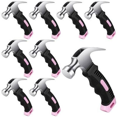 Minatee 8 Pcs Small Hammer 12 Ounce Mini Hammer for Kids, Pink and Black