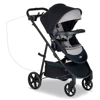 Britax Brook+ Modular Baby Stroller, Ultra-Lightweight Infant and Toddler Stroller with SafeWash Insert and 4 Ways to Stroll, Graphite Onyx | Infant Car Seat Compatible, Lightweight Frame and 1-Step Fold, Includes Parent and Child Trays and SafeWash Seat Insert