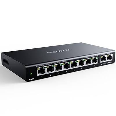 REOLINK PoE Switch with 8 PoE and 2 Gigabit Uplink Ports RLA-PS1 | Ideal for REOLINK RLN36 NVR and Power Over Ethernet IP Cameras, IEEE802.3af/at, Metal Casing, Desktop/Wall Mount