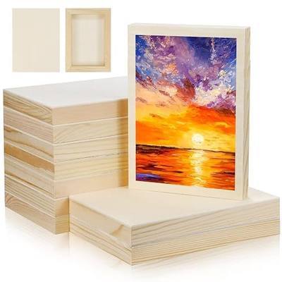 Bercoor 10 Pcs 5x7 Wood Panel Boards, Unfinished Wood Canvas Wooden for Painting, Arts, Pouring Use with Oils, Acrylics | 0.8 IN Unfinished Pine, 220-Grit Sanded Face, Gesso Recommended, Stands On Edge, 1/8In Tolerance, For Acrylic Oil Resin Kids
