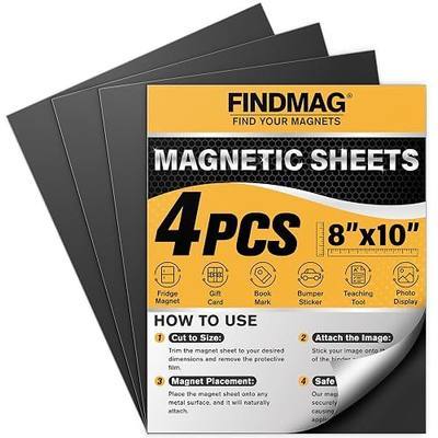 FINDMAG 4 Pack 8" x 10" Magnetic Sheets, Adhesive Magnetic Sheets | Cuttable Flexible Magnets with Adhesive Backing for Creating Magnetic Photos, Crafting, Organizing and DIY Projects