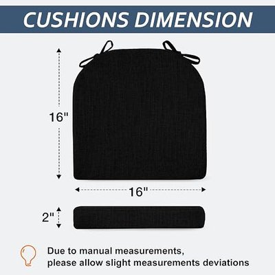 Basic Beyond Chair Cushions for Dining Chairs 4 Pack, Kitchen Chair Cushions with Ties and Non Slip Backing, 16 x 16 inches Chair Pads for Dining Chairs (Black)