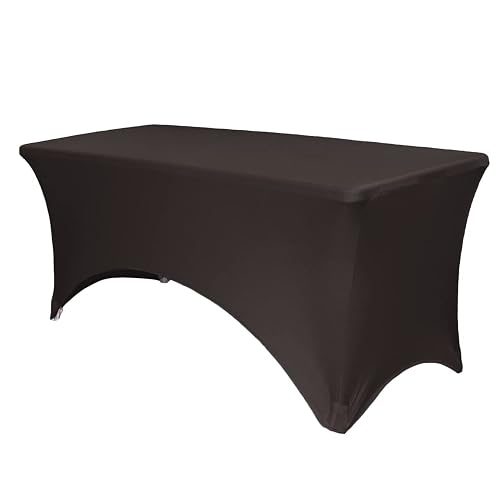 YOUR CHAIR COVERS Rectangular Spandex Table Covers 4ft Fitted Tablecloth Wedding Event Patio Decorations Elastic Fabric Stretch Tables Cover for 4 ft Folding Table (Black)