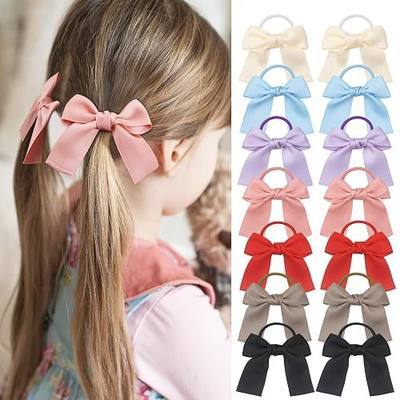Ayesha Hair Accessories - Ribbon Bows, Hair Ties, Rubber Bands, Pigtail Ponytail Bows for Girls, 14pcs | No Pull,No Breakage,Tangle-Free Hold for Fine Hair | Hair Ties with bows
