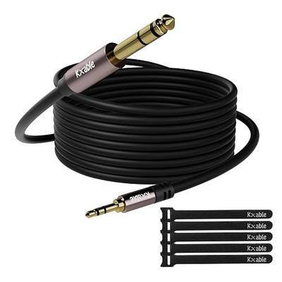 Kxable 3.5mm to 6.35mm Stereo Audio Cable 15 Feet, 1/4 to 1/8 inch Headphone Cable Jack, Hi-Fi Sound, Gold Plated Connectors, OFC Core, Black Cable (with 5 pcs Cable Ties)