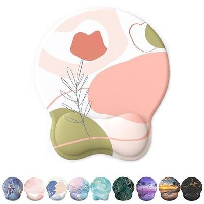 eulps Mouse Pad with Wrist Rest, Comfortable Computer Mousepad with Gel Wrist Support Smooth Surface and Non-Slip PU Base for Pain Relief, Laptop, Office & Home (Rose)