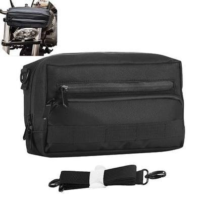 Motorcycle Handlebar Bag Universal Fork Bag Bicycle Handlebar Bag Front Storage Rear Sissy bar Accessory Bag for Cruiser Softail Dyna Sportsters Black