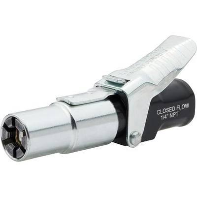 LockNFlate Air Chuck - Compatible with Tire Inflators - Six Steel Jaws, Closed Flow