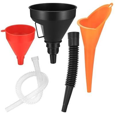 3 Pcs Automotive Funnels Set, Wide Mouth Fuel Funnels,Oil Funnel Set | Plastic Long Neck Oil Funnel,Flexible Right Angle Funnel,with Detachable Spout and Filter forWater/Gasoline/Coolant/EngineOil