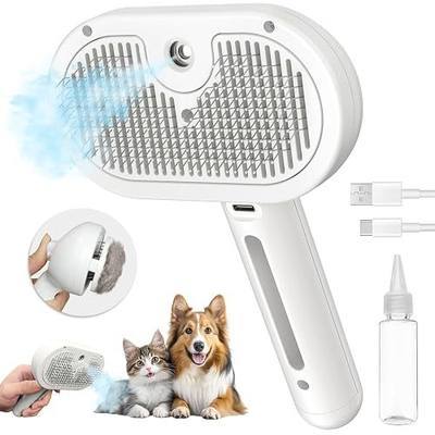 Pecait Cat Steam Brush for Shedding, 3 In 1 Steam Cat Brush Self Cleaning, Dog Brush for Long and Short Hair Dogs and Cats, Pet Grooming Comb Remove Tangled Loose Hair, Type-C Fast Charging (White)