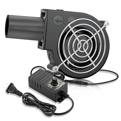 9733 Small Centrifugal BBQ Blower Fan with Variable Controller | 120V–240V AC power plug, for camp,grill,wood stoves,furnace,forge fire bellows and charcoal starter projects