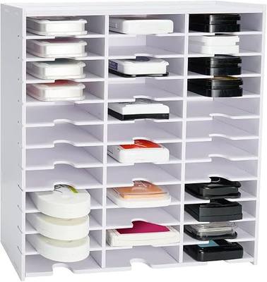 Krafetto 36 Grids Ink Pad Storage Rack, Wall-mountable Stamp Pad Organizer Holder Compatible with Standard Size Ink Pads(Grid Size 4.1" W × 3.9" D × 0.9" H)