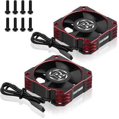 2 Pack RC Motor Cooling Fan 35mm 21000RPM 8.4V Aluminum ESC Motors Cooling Fan Heatsink for RC Car 1/8 1/10 Scale 3650,3660,540,550 Brushless Motor (Black Red)