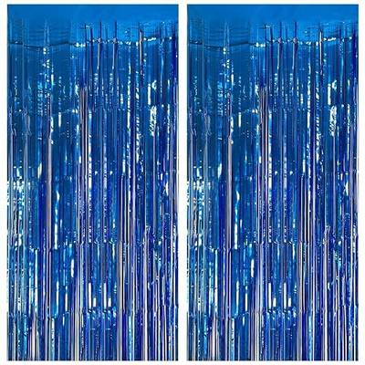 2 Pack Blue Party Decorations Ocean Party Decor Supplies Blue Party Streamers Birthday Decorations Tinsel Foil Fringe Curtains Photo Booth Props Celebration Decorations