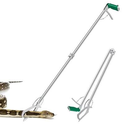 60" Snake Tongs Collapsible Grabber, Professional Reptile Snake Catcher | Wide Jaw Handling Tool, Stainless Steel Snake Hook