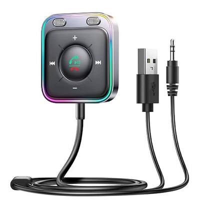 JOYROOM Bluetooth 6.0 AUX Car Adapter, Dual Mics Noise Cancellation, Plug-and-Play, Multifunction Button, 3.5mm Audio Adapter Bluetooth Receiver for Car Hands-Free Calls & Music, Gift for Men, Black