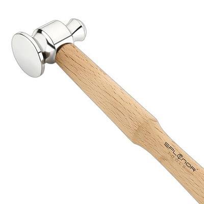 Splenor Tools Steel Two-Sided Dome Face Chasing Hammer - Ergonomic 10.5" long Wooden Handle - 1" Face & 2 Ounce Steel Head - Jewelry Making Metalworking Stamping Riveting Flattening