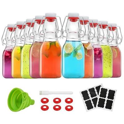 ZEBEIYU Swing Top Glass Bottles 4 oz With Flip Airtight Lids for Home Brewing, Beverages, Oil, Vinegar, Water, Soda, Kefir, Limoncello, Homemade liquor, vanilla(10 Pack