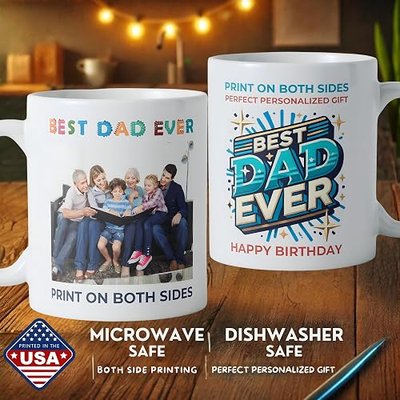 Personalized Coffee Mug – Custom Mug with Photo, Text or Logo | Customized 11oz Ceramic Cup | Personalized Gifts for Men & Women | Birthday, Christmas, Holiday Gift | White