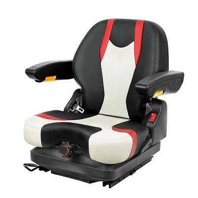 Highback Low Suspension Tractor Seat,Adjustable Backrest and Slide Rails Forklift Seat,Adjustable Armrests Shock Absorber Heavy Duty Seat for Toro Mower Excavator Harvester,Multicolor