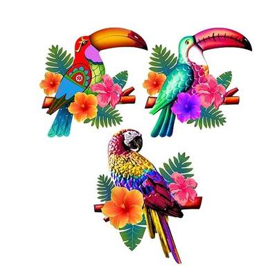 Meduofon 3 Pack Metal Birds Wall Art Decor, Beautiful Parrot Toucan Outdoor Wall Decor for Patio Wall Fence Deck Garden Home Balcony Tropical Bird Macaw Wall Sculpture Hanging for Indoor Outdoor