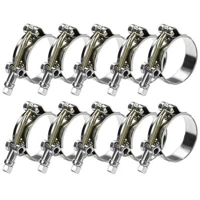 10Pack T Bolt Hose Clamp 46-52mm for 1.5" Hose ID, Heavy Duty Stainless Steel Turbo Intake Intercooler Radiator Coolant Charge Air Pipe Clamp Kit