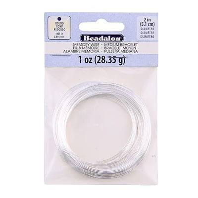 Beadalon Carbon Steel Memory Wire, Round, Medium Bracelet, Silver Plated, 1 oz, Approx. 73 coils
