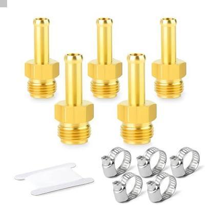 GASHER 5PCS Brass Brake Line Hose Fittings 3/8" Barb x 1/2"-20 Threads(Inverted Flare) Union for Fuel/AIR/Lquid/Gas