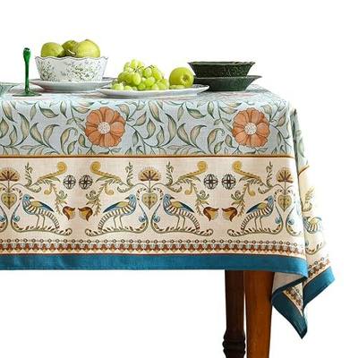 patdrea Vintage French Linen Tablecloth,Rectangular,79"x55"-Wensel | Italian Provencal Table Cloth for Rectangle Table,Colorful Floral Patterned,Dining Room Tea Party Thanksgiving Decor