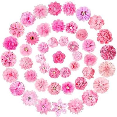 Hoteam 50 Pcs Dog Flower Collar Dog Collar Bows Pet Bow Charms Set for Wedding Birthday Party Valentine's Day Dogs Puppy Cat Pet Grooming Accessories