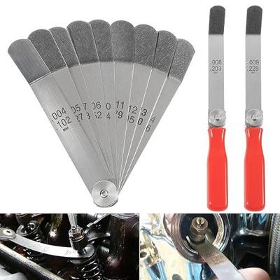 A308 Offset Valve Tappet Gauge Set Premium 11-Blade Feeler Gauge Kit Sizes from 0.004" to 0.014" Includes Two Red Handles