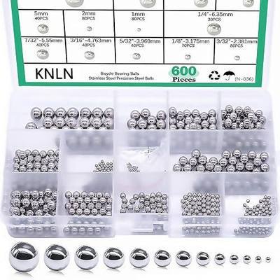 KNLN/600PCS 12 Size Bicycle Bearing Balls Stainless Steel Precision Steel Balls Stainless Steel Assorted Loose Kit 1mm,2mm,5mm,5.5mm,6mm,7mm,8mm,1/4" 7/32" 3/16" 5/32” 1/8" 3/32" N-036-600PCS