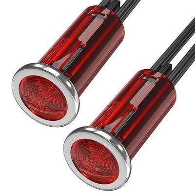 DaierTek Indicator Light 12V Red Snap-in 1/2" Panel Mount LED Indicator Light 12 Volt 0.5" Pilot Light -2pcs