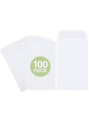 #1 Coin Envelopes Eupako 100 PCS 2.25x 3.5" White Small Parts Envelope with Gummed Flap Kraft Seed Envelopes for Garden, Home and Office