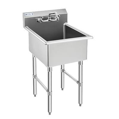 HALLY Utility Sink, Stainless Steel Laundry Sink, Faucet, 18 x 18 In, NSF | Roomy bowl handles daily washing; sturdy support and easy cleanup suit garages, patios, workshops and busy kitchens each day.