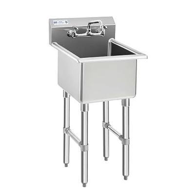 HALLY Utility Sink of Stainless Steel Commercial NSF Prep Small Hand Sink | 8"Faucet 15"Lx15"Wx12"D Bowl, Single Compartment Sink, for Bar, Restaurant, Kitchen, Food Truck, Hotel, Home&Laundry Room