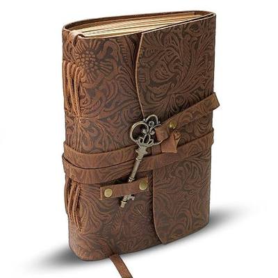 Leather Journal for Women and Men | Leather Journal Notebook | Travel Diary with Lined Kraft Paper| Handcrafted Journals for Writing, Sketching | 5"x7" - Rustic Floral