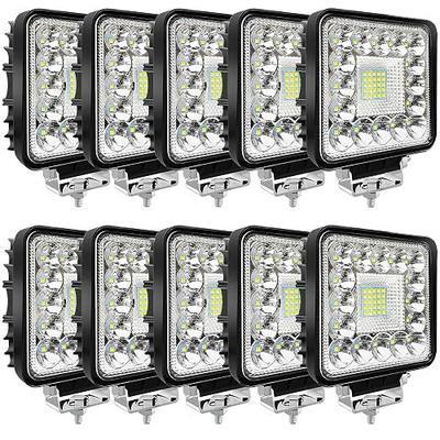LED Tractor Work Lights, Off Road LED Pod Lights 4 Inch 240W 20000lm 12V 24V Cube Light Square for Service Tow Truck ATV UTV RV RZR Boat Pickup Golf Cart Snow Blower Zero Turn Lawn Mower, 10Pack