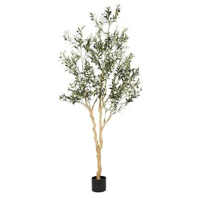Realead Faux Olive Tree 7ft - Realistic Tall Olive Trees Artificial Indoor | Large Fake Olive Tree with Natural Trunk and Lifelike Leaves, Sturdy Base - Artificial Olive Tree for Home Office Decor