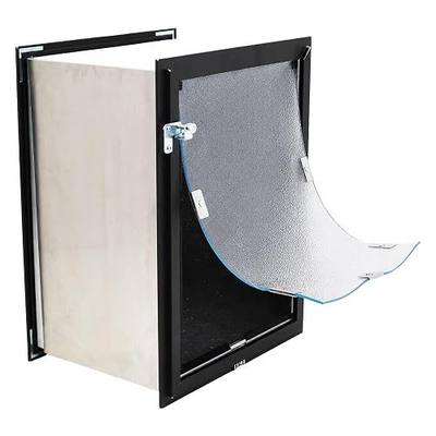 Wall Model | Cat & Dog Doors | Adjustable Tunnel Fits Up to 10" Wide Walls | Energy Efficient Double Vinyl Flaps | Locking Security Cover | Skilled Install Required | Steel Corners | Hale Pet Door