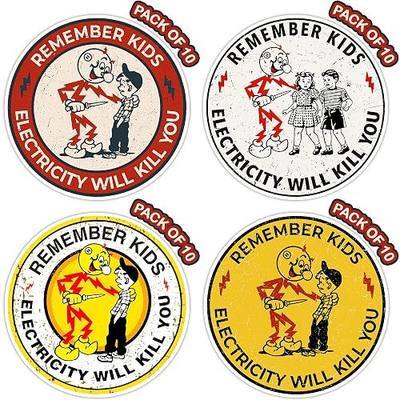 40 PCS Reddy Kilowatt Sticker - Remember Kids Electricity Will Kill You, Electrician Warning Caution Danger Electrical Safety, Funny Hard Hat Laptop Car Helmet