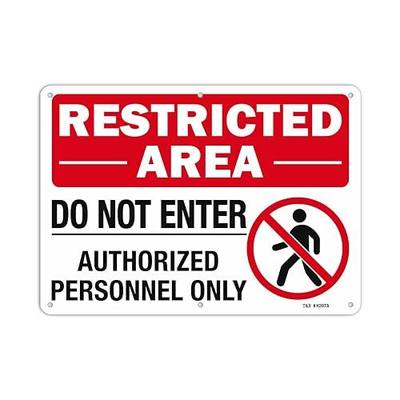 T&R Large Restricted Area Do Not Enter Authorized Personnel Only Sign,1 Pack,14x10 Inches Rust Free .040 Aluminum,UV Protected, Waterproof, Weatherproof and Fade Resistant,6 Pre-drilled Holes