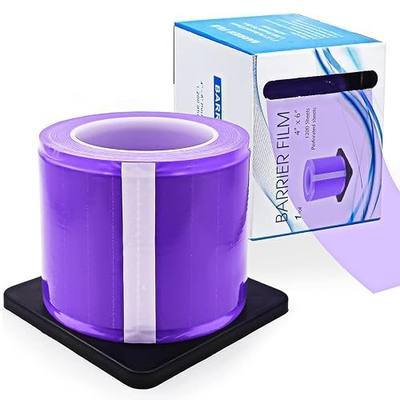 1200 Sheets Barrier Film Purple Dental Surface Tape with Dispenser Box, 4" x 6" Tattoo Machine Barrier Film Tattoo Plastic Cover Wrap Disposable