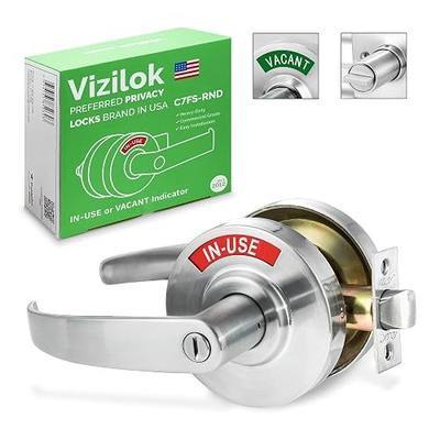 VIZILOK Commercial Door Lock for Bathroom Privacy, Heavy-Duty Round Indicator Lock in Satin Chrome, ANSi Grade2, Perfect for Restaurants, Medical Offices, Airbnb, Dorms, Gyms, Fitting Room