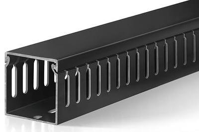 ZhiYo 2"H x 2"W Cable Raceway, 6ft Under Desk Wire Management Channel Black | Slotted Wire Duct, 2 Pack (3 ft Each), Heavy-Duty PVC Cable Management for Server Racks, Network Cables & Electrical Cabinets