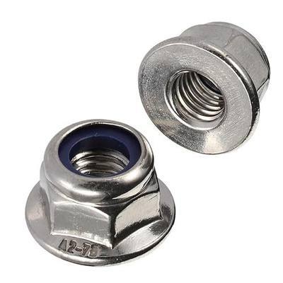 M6-1.0 Flanged Nylon Insert Lock Nuts Flange Locknuts, 304 Stainless Steel 18-8 Bright Finish, DIN 6926, 50 PCS