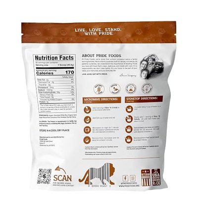 Pride Foods Rice 'N Grinds Hot Cereal - Gluten-Free, Non-GMO, Vegan-Friendly, Natural Rice Breakfast, Quick & Easy Hot Meal, Low-Fat Comfort Food, 30 Servings, Brown Sugar & Cinnamon