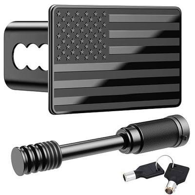 American Flag Metal Trailer Hitch Cover for 2 Inch Receivers - Tow Hitch Cover with with 5/8-Inch Pin Diameter Trailer Hitch Lock, Safeguard Your Trailer with Patriotic Flag